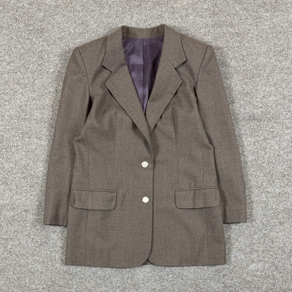 Vintage Brown Wool Two-Button Blazer Sport Jacket Women’s Medium Preppy Academia